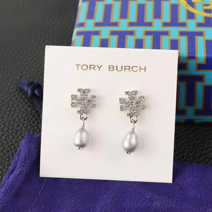 特惠 DanDan代購 Tory Burch TB 湯麗柏琦女士珍珠耳環 耳飾 飾品 經典碎鑽logo拼接幾何珍珠 浪漫優雅 端莊大氣 百搭時髦