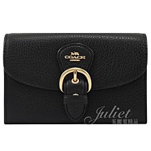 【茱麗葉精品】全新精品 COACH 專櫃商品 C6896 KLEO 經典LOGO荔枝皮革卡片零錢中夾.黑 現貨