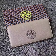 SUNDAY代購 美國正品 Tory burch 1227 兩折長款錢夾 摔紋牛皮 灰色