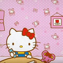 禾豐窗簾坊]三麗鷗 Sanrio 卡通壁紙 Hello Kitty 粉紫色點點款/壁紙裝潢施工實績/壁