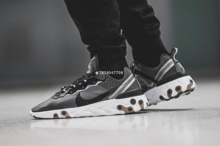 Nike Upcoming React Element 87 耐克 黑 半透明 百搭 休閒運動慢跑鞋 AQ1090-001 男