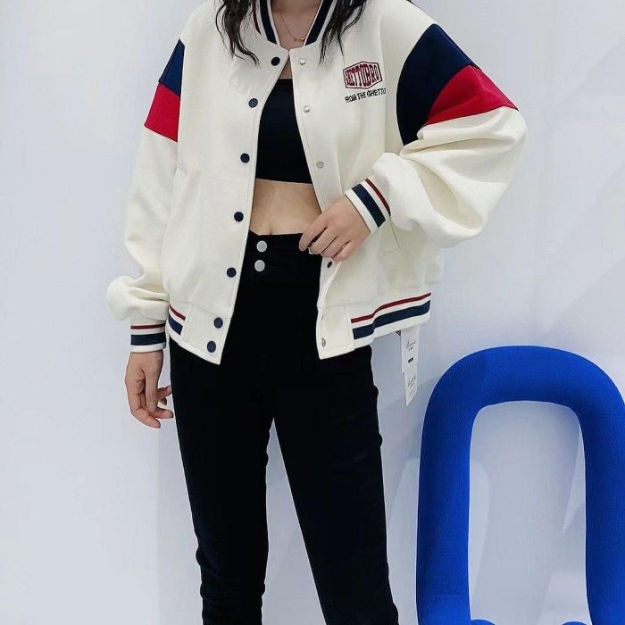 新品 棒球服女2022年春秋拼色寬松夾克潮牌小個子大碼休閑運動外套促銷