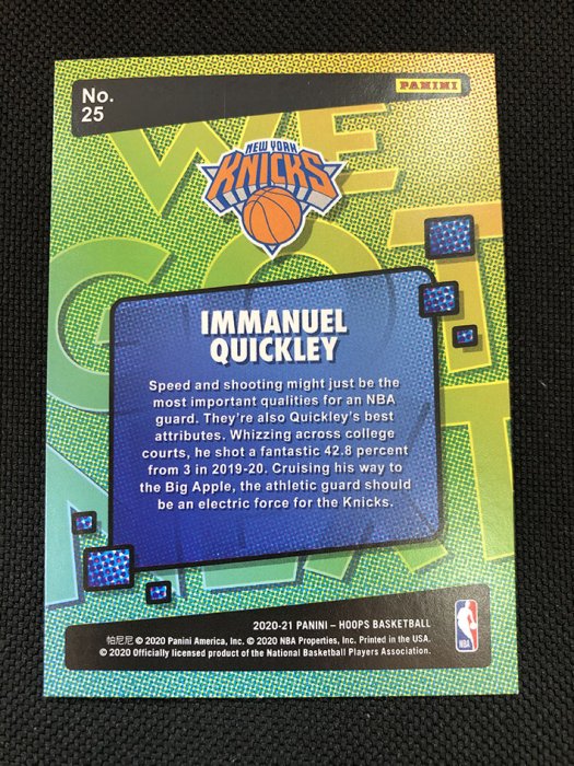 2020-21 Panini Hoops 25 Immanuel Quickley rc 新人卡 we got next