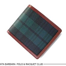 【寧寧精品*台中包包皮件皮帶店】Polo Santa Barbara【POLO 綠格紋附拉鏈零錢袋短夾皮夾包包】02-6