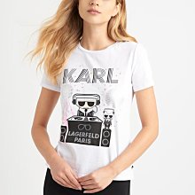 【卡爾女生館】【KARL LAGERFELD貼鑽Q版DJ老佛爺短袖T恤】☆【KLG001D4】(XS-S-M)