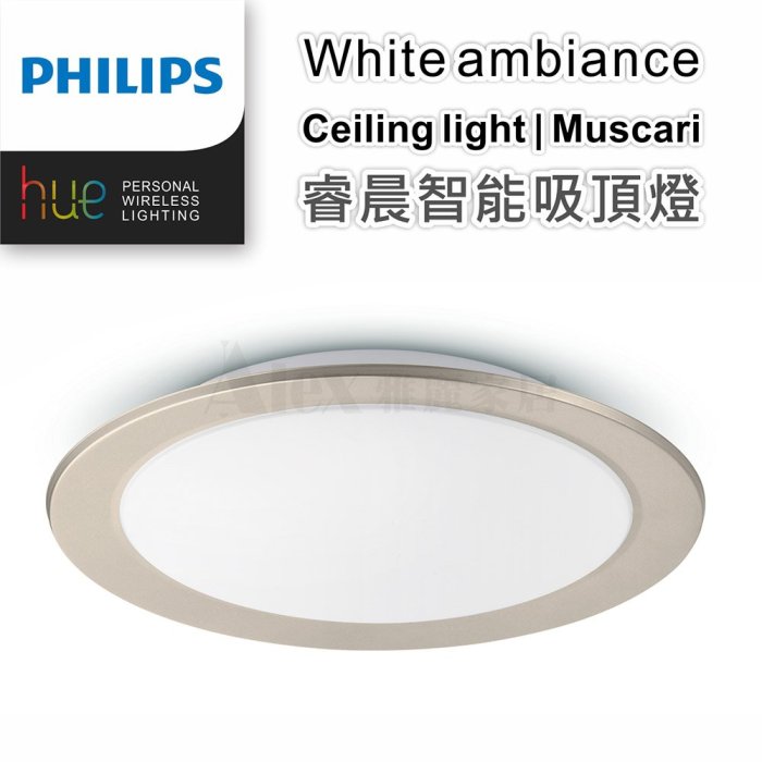 特價【Alex】【飛利浦經銷商】PHILIPS 飛利浦 Hue Muscari 睿晨智能調光吸頂燈LED45W附遙控器