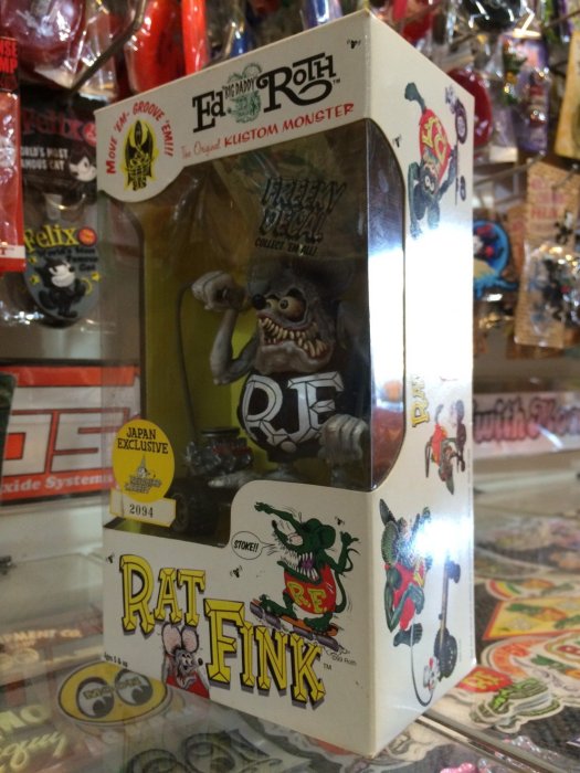 (I LOVE樂多)絕版老品RAT FINK RF全可動滑板鼠(灰黑款) 送人自家收藏皆適宜