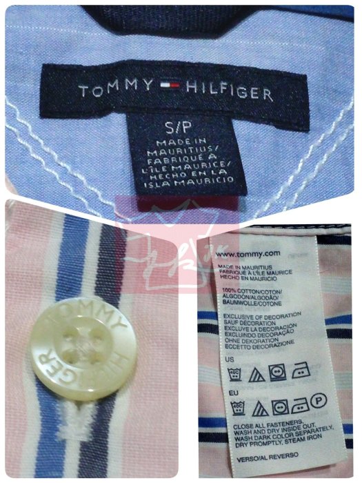 專櫃品牌 Tommy Hilfiger 襯衫 TH 長袖 條紋款-男款-國際S-粉紅【JK嚴選】LV 太陽的後裔