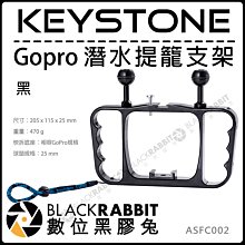 數位黑膠兔【 KEYSTONE Gopro 潛水 提籠 支架 黑色】手腕帶 蝴蝶夾 LED燈 水中拍攝 運動相機 鋁合金