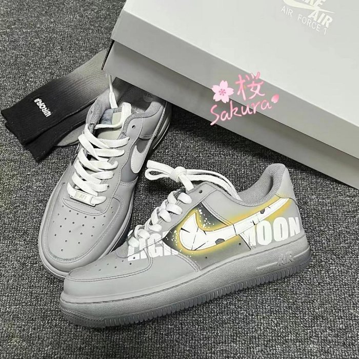 日本代購新款Nike Air Force 1 Low 灰白 AF1 浸染 塗鴉 達芬奇定制 DD8959100