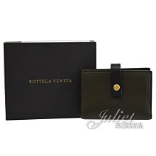 【茱麗葉精品】全新精品 BOTTEGA VENETA 專櫃商品 576462 小羊皮扣式名片卡夾.墨綠/黑 現貨