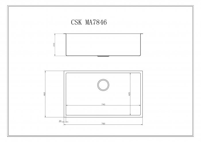 魔法廚房 台灣CSK CS7846-RG 不鏽鋼鍍鈦 玫瑰金色 方形手工水槽 厚1.2 可平接780*460