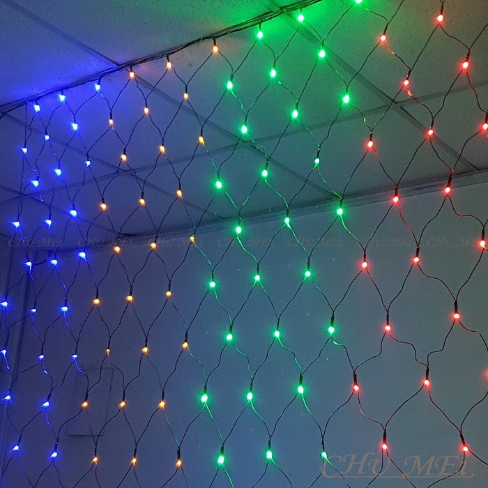 220V-彩色LED三線網燈 6X4尺120燈 - led網燈 聖誕燈 led 聖誕節 網燈 燈網 聖誕燈 燈串 裝飾燈