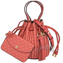 【茱麗葉精品】全新精品 MICHAEL KORS 專櫃商品 WILLA 滿版印花皺摺兩用水桶包.橘紅 現貨