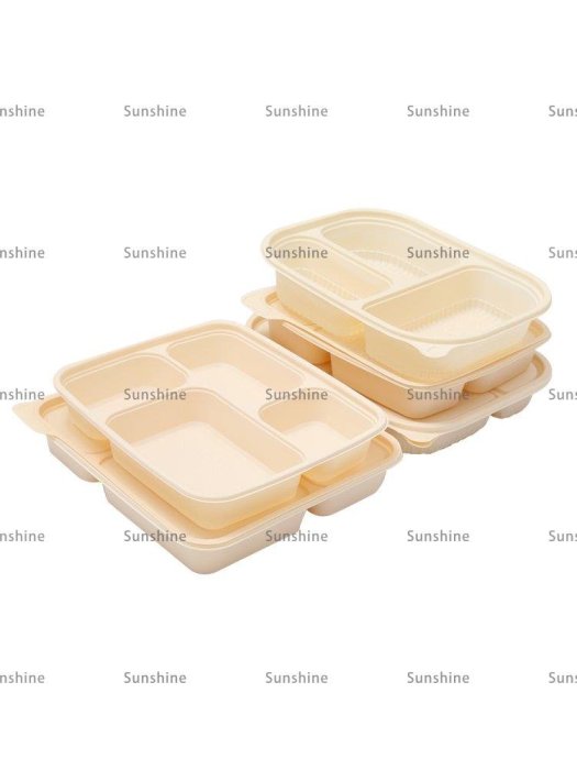 [sunlingt]熱賣#一次性玉米淀粉三格四格打包盒五格便當盒外賣可降解長形環保餐盒#打包盒#外賣盒#餐盒