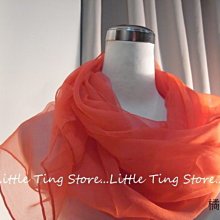 Little Ting Store100%SILK手工素面SILK橘紅色真絲蠶絲長巾髮圈/髮帶/手工絲巾圍巾披肩頭巾帽子