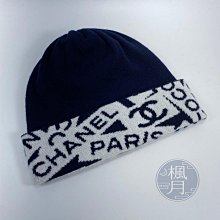 CHANEL 香奈兒 黑白LOGO 毛帽 精品 印花 圖案 印花毛帽 配件 精品配件 精品毛帽