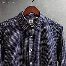 CA 日本品牌 UNIQLO 深藍底點點紋 純棉 長袖襯衫 L號 一元起標無底價Q722