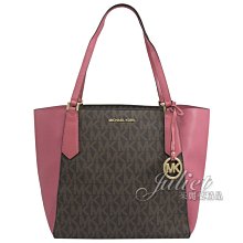 【茱麗葉精品】全新精品  MICHAEL KORS MK滿版PVC拼接托特包.桃/深咖 現貨