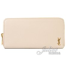 【茱麗葉精品】全新精品 YSL 專櫃商品 637432 素面小牛皮拉鍊式長夾.裸膚色 現貨