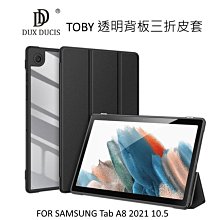 --庫米--DUX DUCIS SAMSUNG Tab A8 2021 10.5 TOBY 三折皮套 透明背板