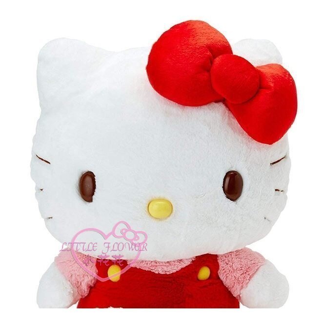 ♥小公主日本精品♥Hello Kitty紅色 經典吊帶褲 絨毛 4L特大布偶 娃娃 抱枕 布置 生日禮物50143306