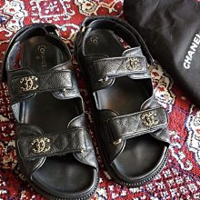 Chanel Sandles 荔枝皮涼鞋 黑 38.5