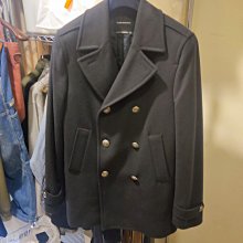 幾乎全新 CLUB MONACO 深藍色純羊毛批釦大衣 1元起標