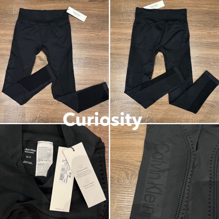 【Curiosity】 Calvin Klein 網洞無縫設計運動緊身長褲 黑色 XS號$2890↘$1799免運