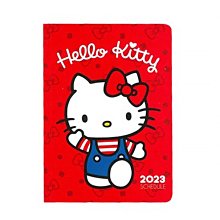♥小花花日本精品♥HelloKitty 2023膠裝手帳 年曆本 筆記本 行事曆 紅打招呼款 ~ 8