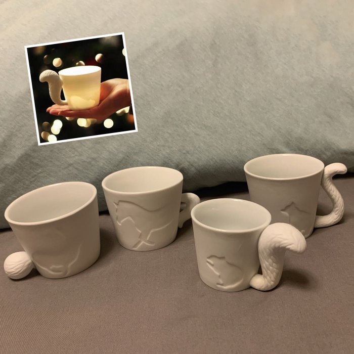 【CHENset】日本 森林 童趣 動物 變色 小兔  馬克杯 小馬 立體尾巴 蠟燭杯 松鼠 陶瓷 水杯 貓咪 咖啡杯