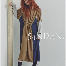 SaNDoN x『ROSE BUD』拼接剪裁設計腰圍抽繩設計撞色長袖洋裝 231206