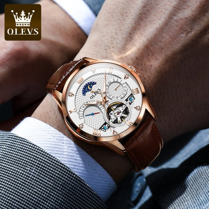 現貨手錶腕錶明星代言歐利時品牌手錶工廠全自動機械錶鏤空多功能男士手錶男錶