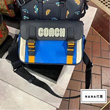 NaNa代購 COACH 9962 新款TRACK拼色牛皮男士郵差包 單肩斜跨包 附購證 買即送禮