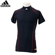 貳拾肆棒球-日本帶回adidas 短袖高領金標緊身衣/日製/XO