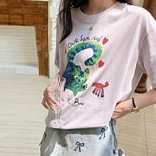 【限時限量特價款5/28-5/31】綠色小貓印花女夏設計藝術感短袖T恤