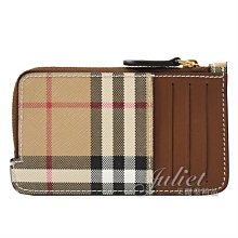 【茱麗葉精品】全新精品 BURBERRY 專櫃商品 8058014 Somerset 經典格紋卡片零錢包.咖邊 現貨