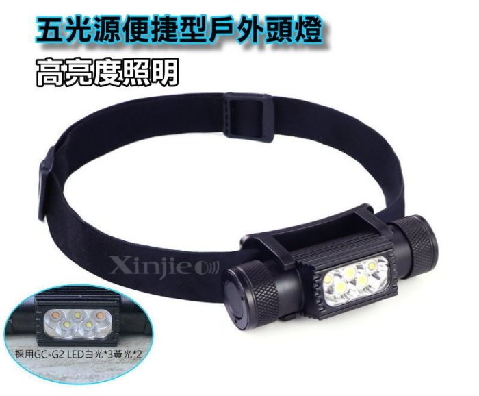 信捷【B64國套】GC-G2 LED 強光頭燈 黃白光雙光源 工作燈 手電筒 維修 巡邏 汽修 釣魚 Q5T6L2