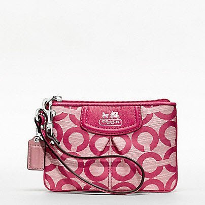 Coco 小舖 COACH 47581 MADISON SHANTUNG OP ART WRISTLET 紅色C手拿包