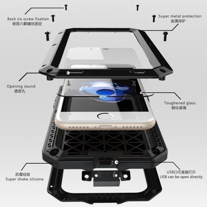 熱銷 熱銷 三防手機殼 6plus/8plus金屬保護套 防水IXs手機防摔外殼 iPhone7plus防塵全包迷彩手機殼可開發票