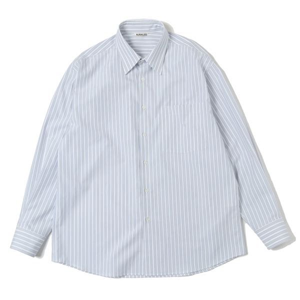 auralee washed finx twill stripe shirts wide stripe 4號日本製