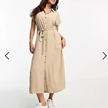 (嫻嫻屋) 英國ASOS-New Look甜心領蝴蝶結綁帶肩帶中長裙洋裝 EH23