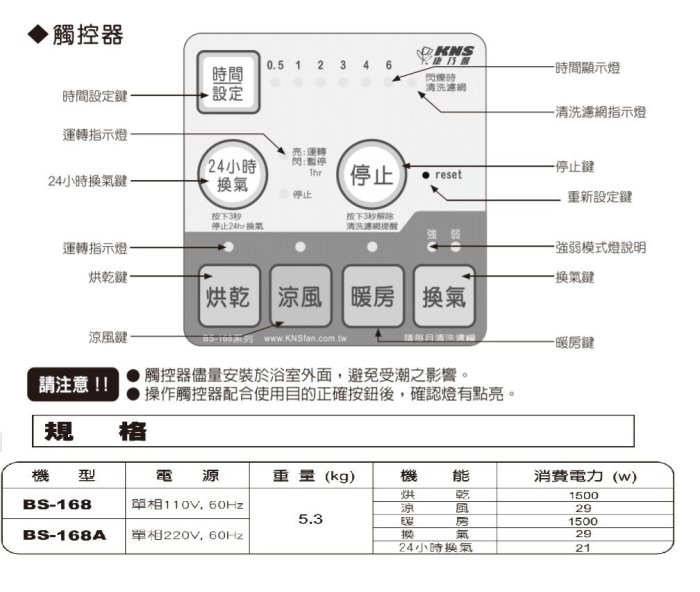 【信義安和店】附發票含運，康乃馨 BS-168 /BS-168A 浴室暖風機