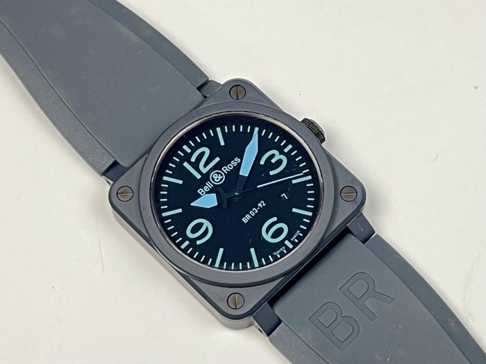 真品全新未使用 BR0392 Bell & Ross BR03-92 Blue Ceramic 飛行錶 rolex Omega