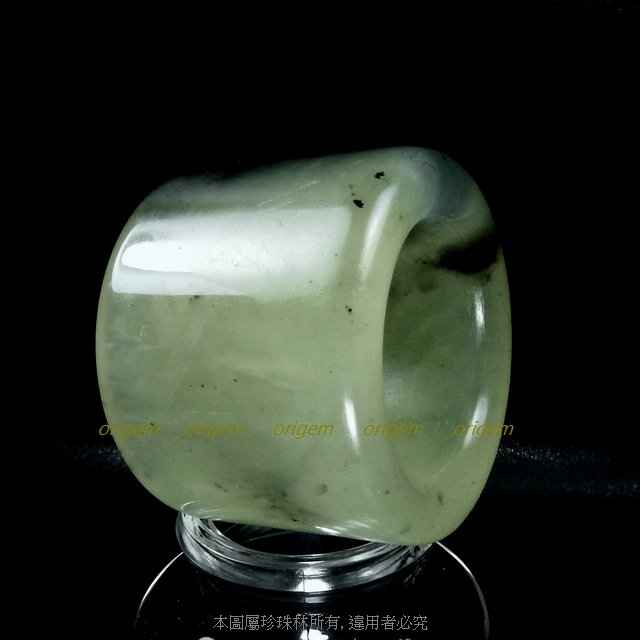 珍珠林~加寬版板戒(指)~A貨飄墨翠玉(內徑22.5mm.國際戒圍23號)#012