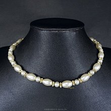珍珠林~出清品特價中~圓珠及米粒型水晶珍珠項鍊#488