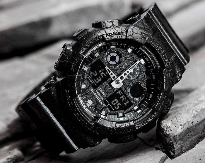 【金台鐘錶】CASIO 卡西歐G-SHOCK 爆裂紋設計(黑) GA-100CG-1A GA-100CG