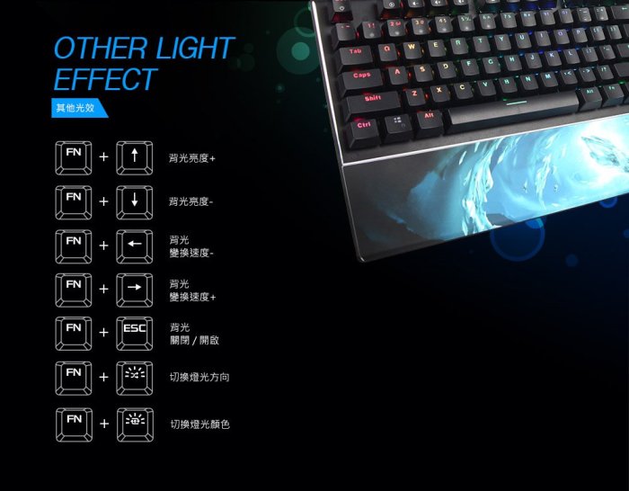 [佐印興業] SADES FROST STAFF 寒冰權杖 RGB 104KEY 防水電競鍵盤 防水鍵盤 注音版