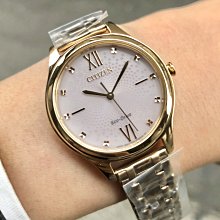 現貨 可自取 CITIZEN EM0503-75X 星辰錶 手錶 32mm 光動能 水波紋 粉色面盤 玫瑰金鋼錶帶 女錶
