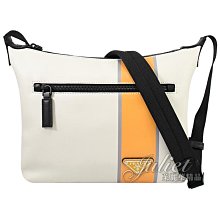 【茱麗葉精品】【全新精品 優惠中】PRADA 專櫃商品 2VH078 三角LOGO撞色條紋牛皮拉鍊斜背包.白/黃 現貨